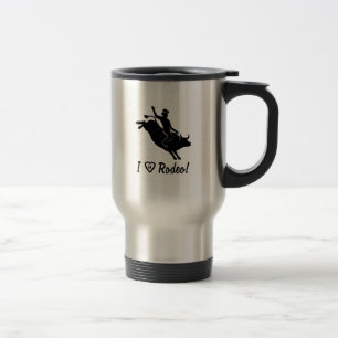 Taza De Viaje Amo el rodeo: Jinete de Bull