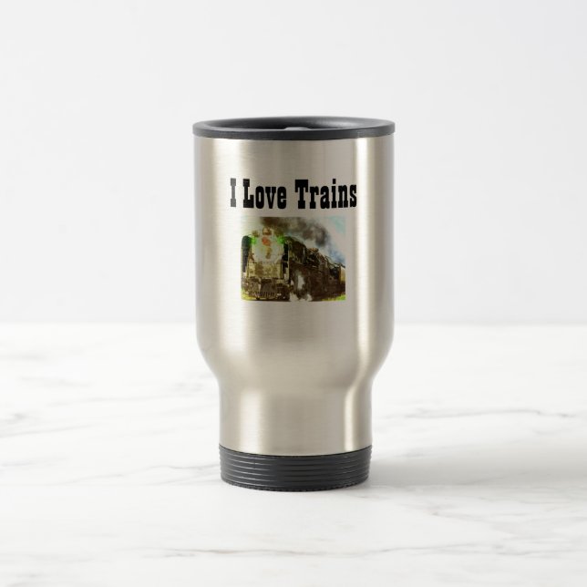 Taza De Viaje Amo los trenes (Centro)