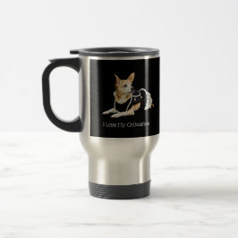 Taza De Viaje Amo mi chihuahua en fondo negro