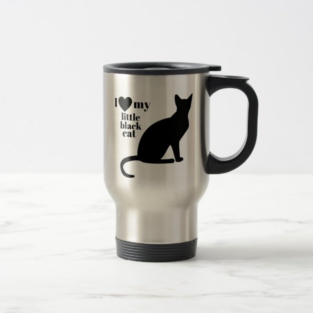 Taza De Viaje Amo mi pequeño gato negro (Derecha)