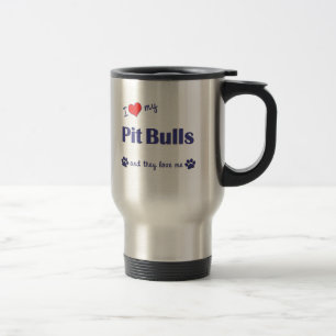 Taza De Viaje Amo mis pitbulls (los perros múltiples)