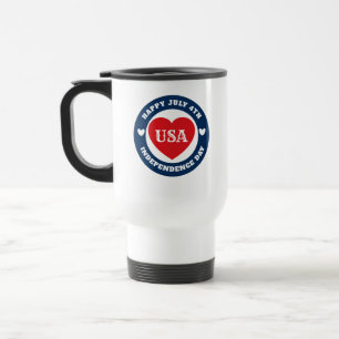 Taza De Viaje Amor del 4 de julio USA Patriótico Rojo Blanco Azu