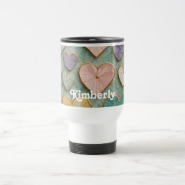 Taza De Viaje Amor Mosaico: Corazones Pastel