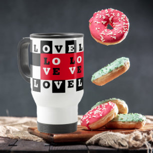 Taza De Viaje AMOR negro del verificador blanco