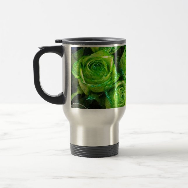 Taza De Viaje Amor romántico Rosas de San Valentín verde (Izquierda)