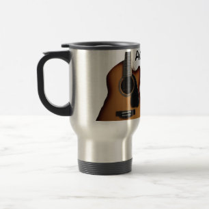 Taza De Viaje Añadir el nombre texto guitarra acústica marrón ed