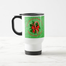 Taza De Viaje Añadir nombre cambiar texto Navidades verdes rojos