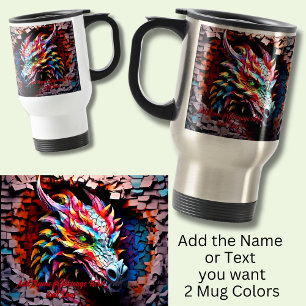 Taza De Viaje Añadir nombre de texto, pared tridimensional rayad