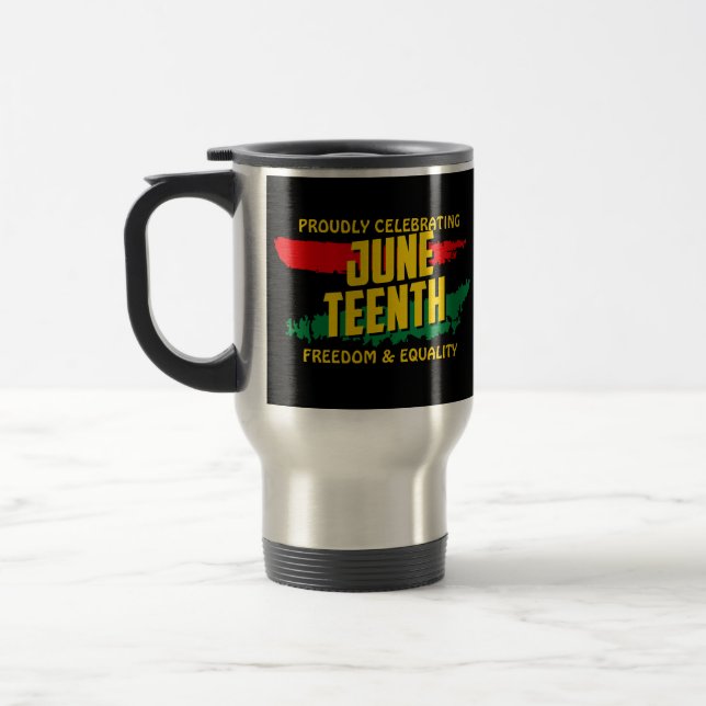 Taza De Viaje Añadir nombre Editar texto celebrando la libertad  (Izquierda)