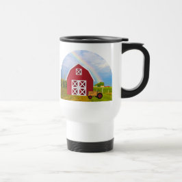 Taza De Viaje Añadir tu nombre a Red Barn con cielo azul