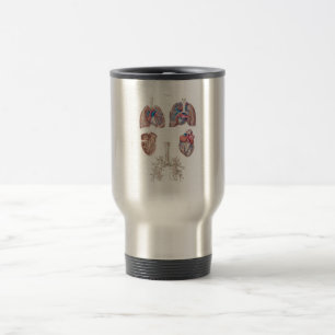 Taza De Viaje Anatomía vintage del corazón y los pulmones huma
