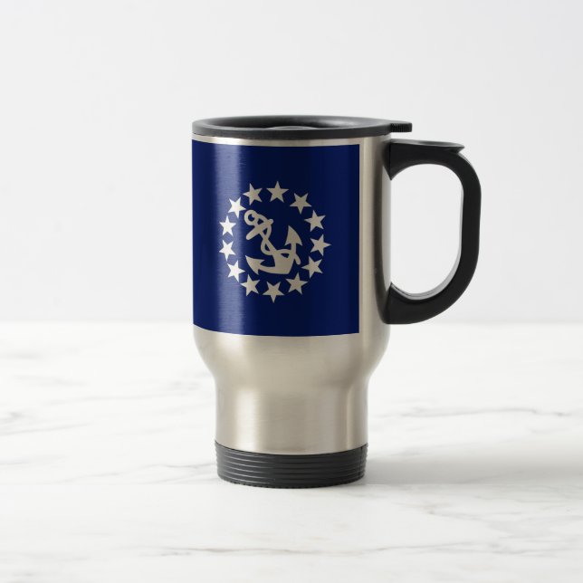 Taza De Viaje Ancla de bandera náutica estadounidense tiene azul (Derecha)