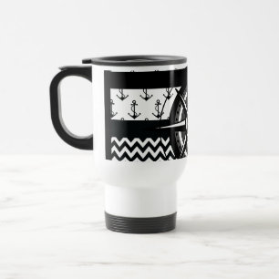 Taza De Viaje Ancla náutica Chevron y modelo del compás