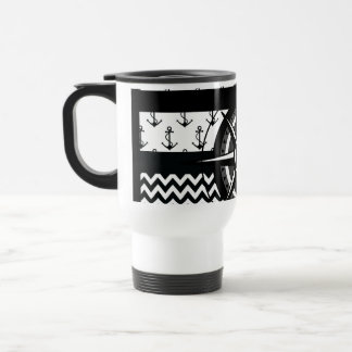 Taza De Viaje Ancla náutica Chevron y modelo del compás
