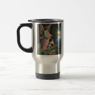 Taza De Viaje Ángel de la guarda protegiendo a niños cerca de un