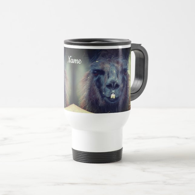 Taza De Viaje Animal de llamada negra personalizado (Anverso derecho)