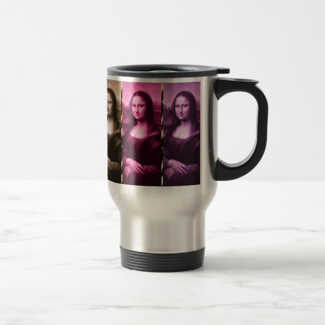 Taza De Viaje Animal Mona Lisa Imprimir Chocolate Púrpura Rosa (Derecha)