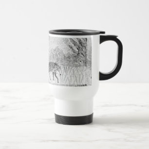 Taza De Viaje Animal salvaje de lobo monocromo
