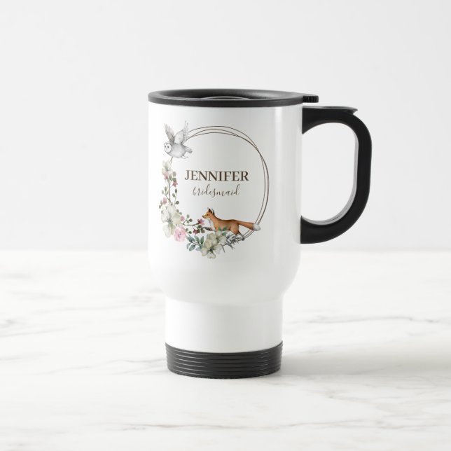 Taza De Viaje Animales de bosque acuarela Floral Dama de honor N (Derecha)