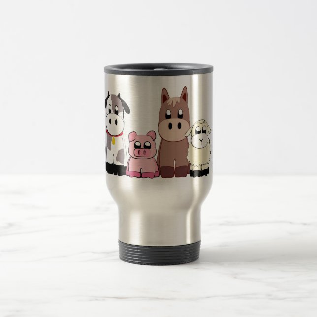 Taza De Viaje Animales del campo lindos (Centro)