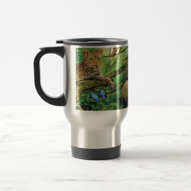 Taza De Viaje Animales que viven juntos tiran almohada (Izquierda)