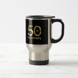 Taza De Viaje Aniversario atractivo del oro 50.o