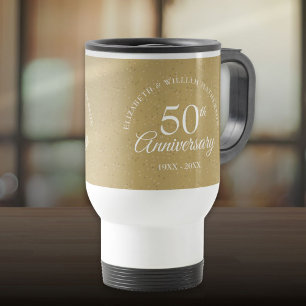 Taza De Viaje Aniversario de bodas de oro número 50 con confeti 