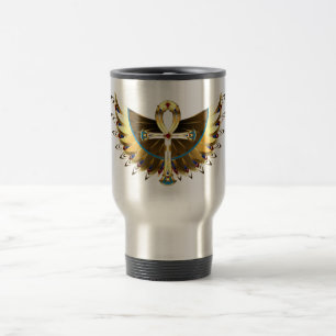 Taza De Viaje Ankh de oro con alas