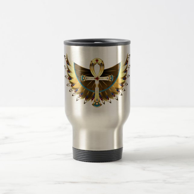 Taza De Viaje Ankh de oro con alas (Centro)