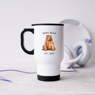 Taza De Viaje Año de fundación   Foto del oso papá acuarela