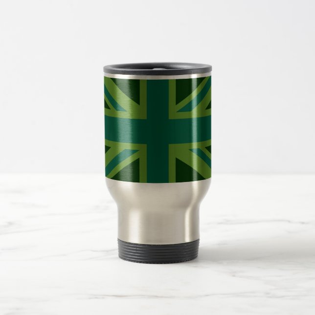 Taza De Viaje Antecedentes de la bandera azul de la unión Verde  (Centro)