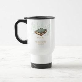 Taza De Viaje Antiguo libro con código binario citado para Tech