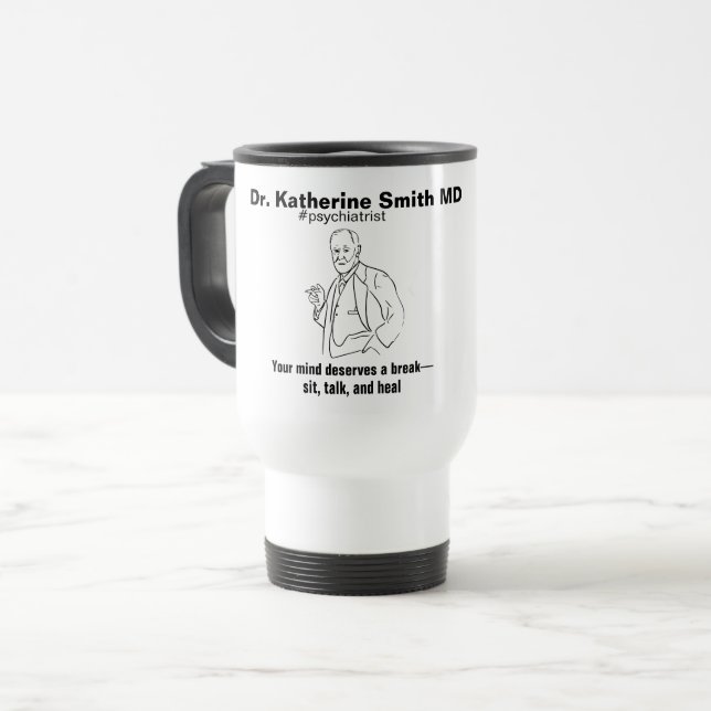 Taza De Viaje ANTISTRESS Freud Psychiatry Therapy Clinic Health (Anverso izquierdo)