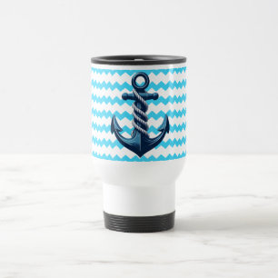 Taza De Viaje Anuncio azul con olas azules