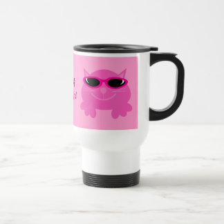 Taza De Viaje Apenas gatos rosados de Chillin con las gafas de