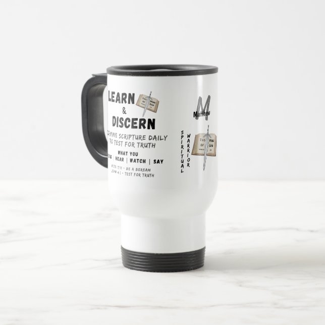 Taza De Viaje Apología personalizada Biblia bereana Verse Script (Anverso izquierdo)