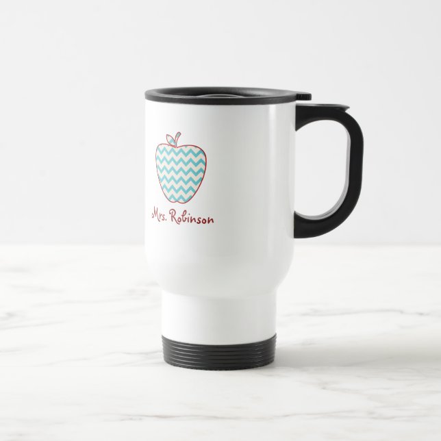 Taza De Viaje Aqua Chevron Apple Teacher (Derecha)