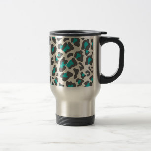 Taza De Viaje Aqua de impresión de leopardo, gris, blanco