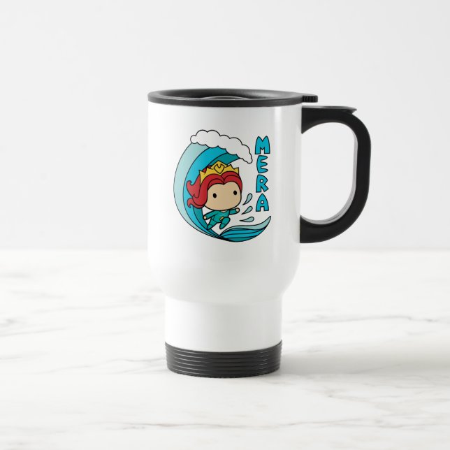 Taza De Viaje Aquaman | Gráfico Chibi Mera Riding Wave (Derecha)