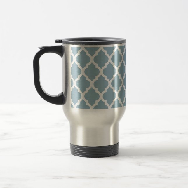 Taza De Viaje Aquamarine Moroccan Tile Trellis (Izquierda)