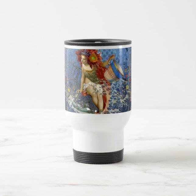 Taza De Viaje Aquarius Mermaid Arte Gótico Azul (Centro)