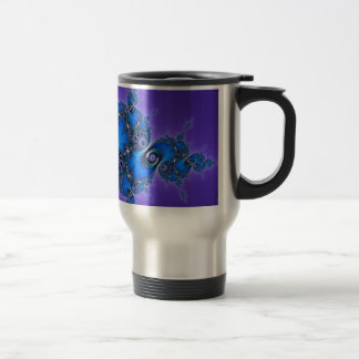 Taza De Viaje Arabesque azul en la púrpura - fractal brillante