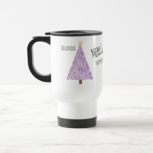 Taza De Viaje Árbol de navidad púrpura moderno