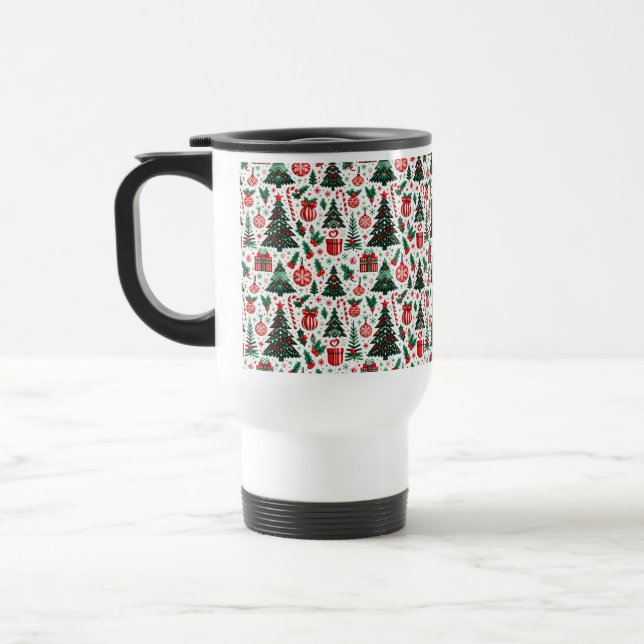 Taza De Viaje Árbol de Navidad, regalos, caramelos (Izquierda)