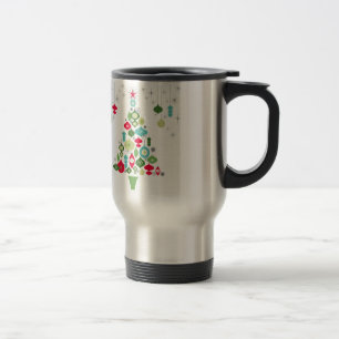 Taza De Viaje árbol de navidad retro moderno