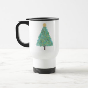 Taza De Viaje Árbol de navidad verde purpurina
