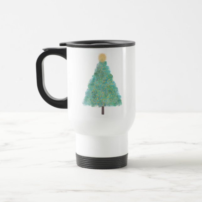 Taza De Viaje Árbol de navidad verde purpurina (Izquierda)