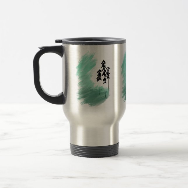 Taza De Viaje Árbol verde escandinavo arte simple menta moderna (Izquierda)