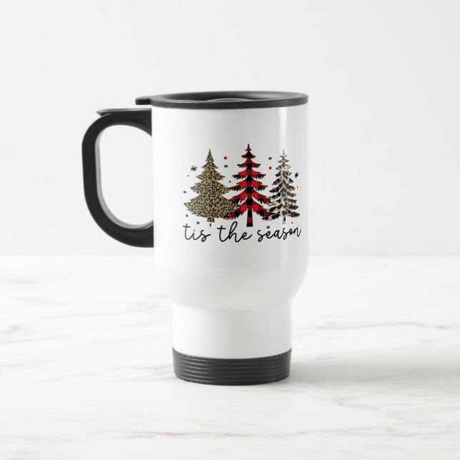 Taza De Viaje Árboles navideños de leopardo de la selva (Izquierda)