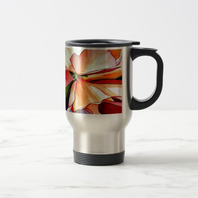 Taza De Viaje Arcoiris Begonia acuarela arte original (Derecha)